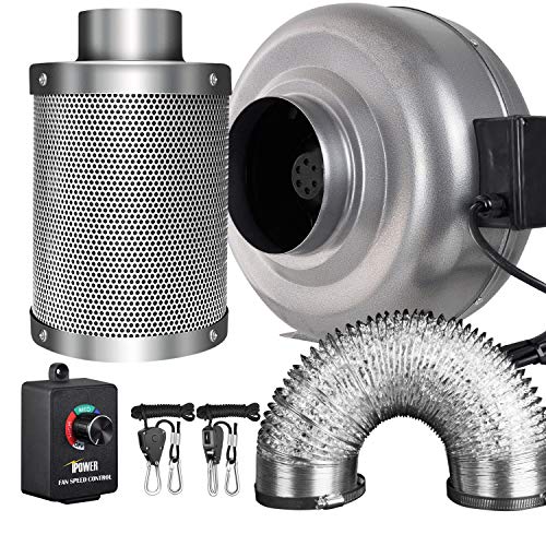 IPower Inline Fan Ducting Combo With Speed Controller - Best Grow Tent Fan For Hydroponics